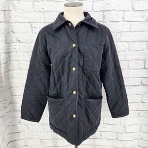 Diamond Quilted Field Jacket Heritage Outdoor Eddie Bauer Snap Black Women Small